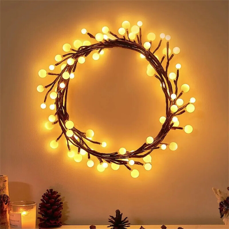 شجرة كرمة عيد الميلاد مع العالم ، ضوء خرافية ، انحناء في الهواء الطلق ، فرع الصفصاف ، حفلة منزلية ، ديكور الحائط ، 2.5 م ، 72 LED