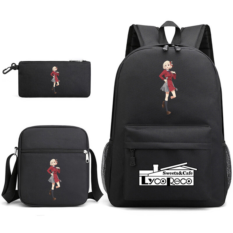 حقيبة ظهر هاراوجو مبتكرة لطيفة مطبوعة بالارتداد ، حقائب مدرسية للتلاميذ ، حقيبة نهارية للكمبيوتر المحمول ، حقيبة ظهر ، حقيبة كتف مائلة ، حقيبة أقلام رصاص ، 3 طقم