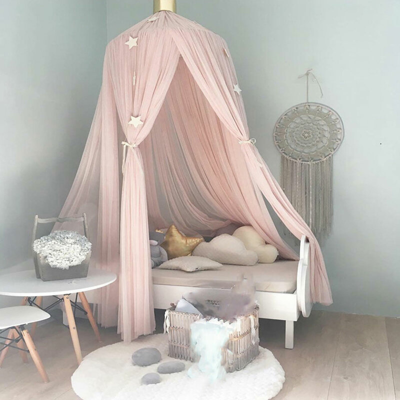 طفل المظلة ناموسية نموسية للسرير الستار سرير المعاوضة الوردي بنات الأميرة تلعب خيمة للأطفال غرفة الأطفال الديكور