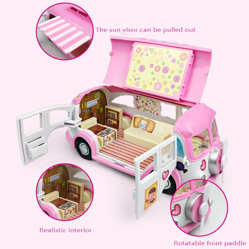 سيارة العربة القابلة للتحويل للأطفال ، مجموعة DIY للتجول ، الآيس كريم RV ، ألعاب المنزل ، كرسي ، ملصقات ، ألعاب البدلة