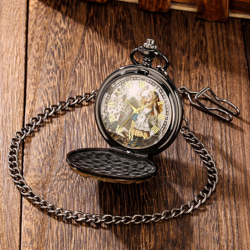 جديد خمر كوارتز ساعة الجيب رائعة نمط الأرقام الرومانية الطلب فوب سلسلة قلادة قلادة ساعة هدايا الرجال النساء