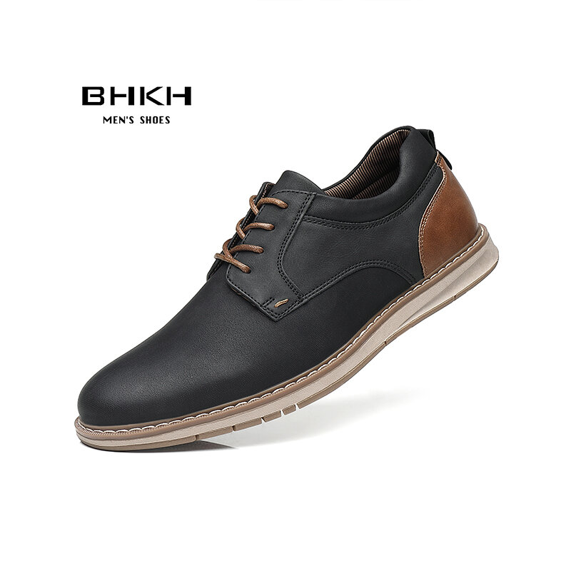 BHKH-أحذية رياضية برباط من الجلد الصناعي للرجال ، تنفس ، عمل ، كاجوال ، طراز المكتب ، الربيع ، الصيف ، جديد ،