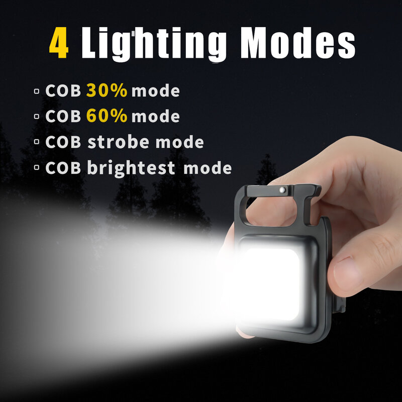 مصباح يدوي صغير المفاتيح COB ضوء USB شحن مصابيح الطوارئ قوية المغناطيسي إصلاح العمل في الهواء الطلق التخييم ضوء الصيد