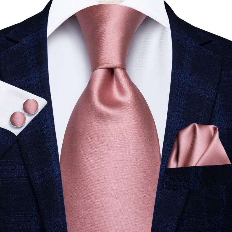 Hi-Tie ربطة عنق سادة وردية وردية مرجان بيزلي للرجال من الحرير لحفلات الزفاف ربطة عنق بتصميم أنيق للرجال أزرار أكمام عالية الجودة لحفلات الأعمال