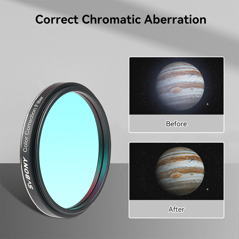 فلتر تصحيح الألوان لتلسكوب Svbony SV231 بقطر 2 بوصة وخيط مزدوج M48x0.75 وقيمة OD＞4 لتقليل طول الموجات الزرقاء الضارة للكواكب.