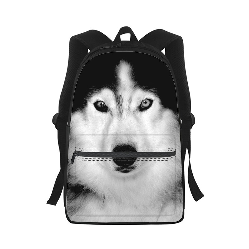 كلب هاسكي مضحك كول الرجال النساء على ظهره ثلاثية الأبعاد طباعة موضة طالب حقيبة مدرسية محمول على ظهره الاطفال السفر حقيبة الكتف