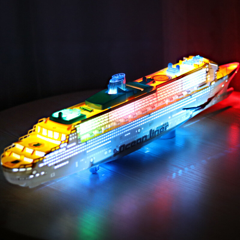 لعبة سفينة سياحية مع ضوء وامض وصوت ، بطانة المحيط ، قارب كهربائي ، ديكورات بحرية ، متعة