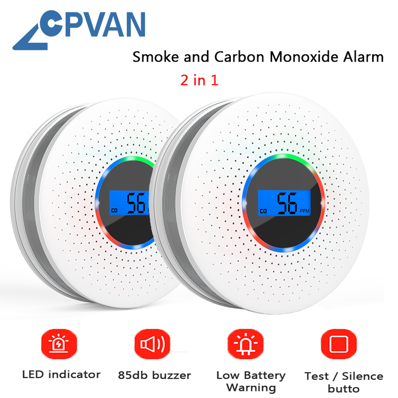 CPVAN-الدخان وأول أكسيد الكربون إنذار مع العرض الرقمي ، والسلامة المنزلية ، 2 في 1 ، مزيج الدخان وأول أكسيد الكربون للكشف عن