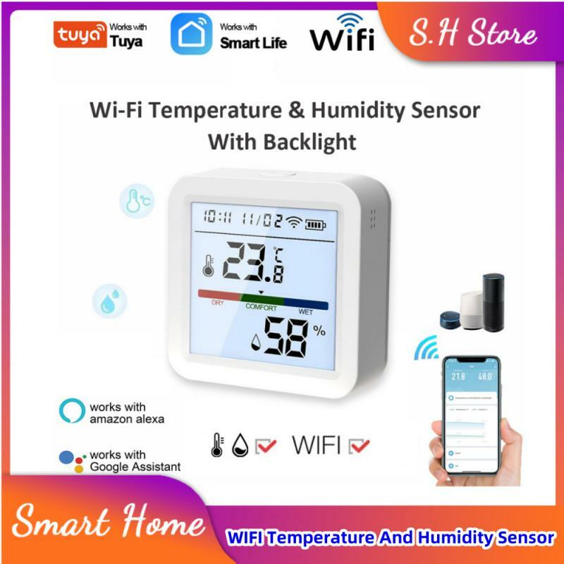 جهاز استشعار درجة الحرارة والرطوبة Tuya WiFi مع إضاءة خلفية ، مقياس رطوبة داخلي ، ميزان حرارة ، كاشف عن بعد ، دعم اليكسا ، جوجل المنزل
