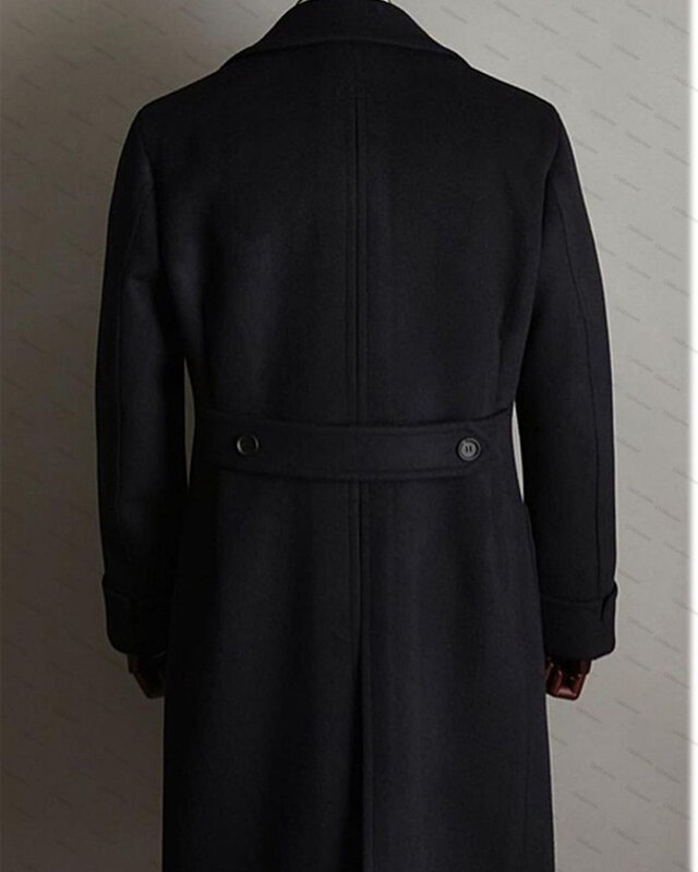 رسمي أسود الرجال دعوى مخصصة سميكة الصوف معطف جودة عالية معطف سهرة أشار التلبيب السترة الأعمال معطف طويل