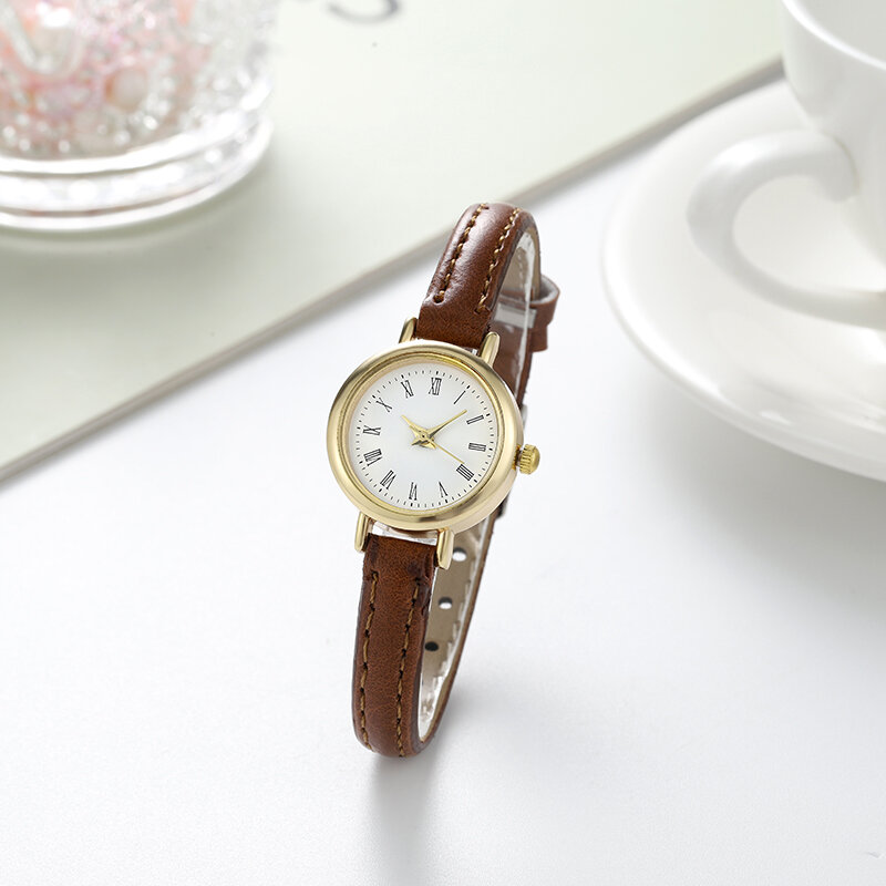 ساعات معصم كوارتز بسيطة للنساء ، ساعة مستديرة صغيرة ، حزام بناتي ، هدية ، 2023