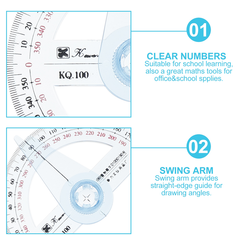 منقلة دوارة دائرية لطلاب المدارس الابتدائية ، مقياس دوران بلاستيكي شفاف ، شمعي درجة ، 2