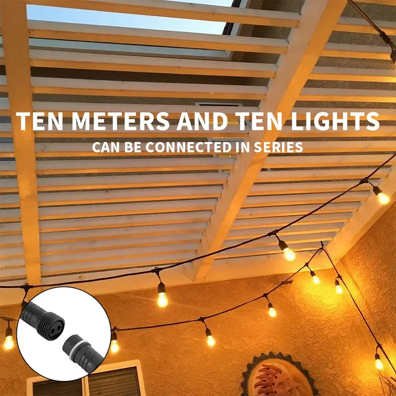 أضواء سلسلة فيستون LED خارجية مقاومة للماء ، درجة تجارية ، كبيرة ، قابلة للاتصال ، حديقة ، عطلة ، ديكور زفاف ، 10