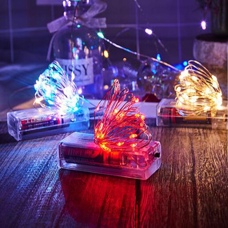 LED أسلاك النحاس سلسلة أضواء بطارية تعمل بالطاقة الزفاف الديكور هدية صندوق باقة الملونة سلسلة ضوء ديكور المنزل الطرف