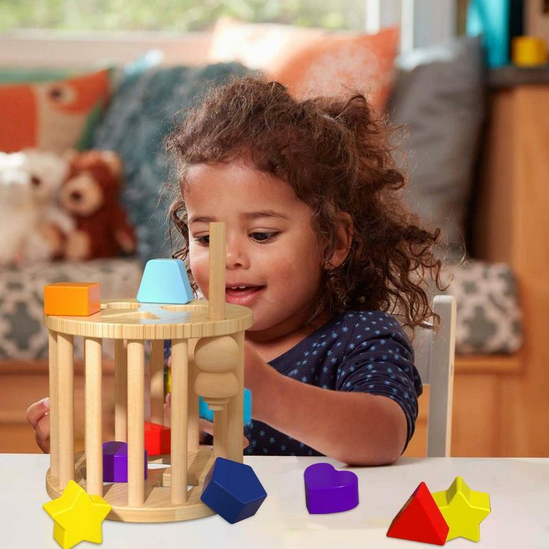 شكل خشبي فرز مكعب اللعب ، لعبة تعليمية ، ألعاب كلاسيكية للتعرف على اللون ، مطابقة والفرز ، مونتيسوري
