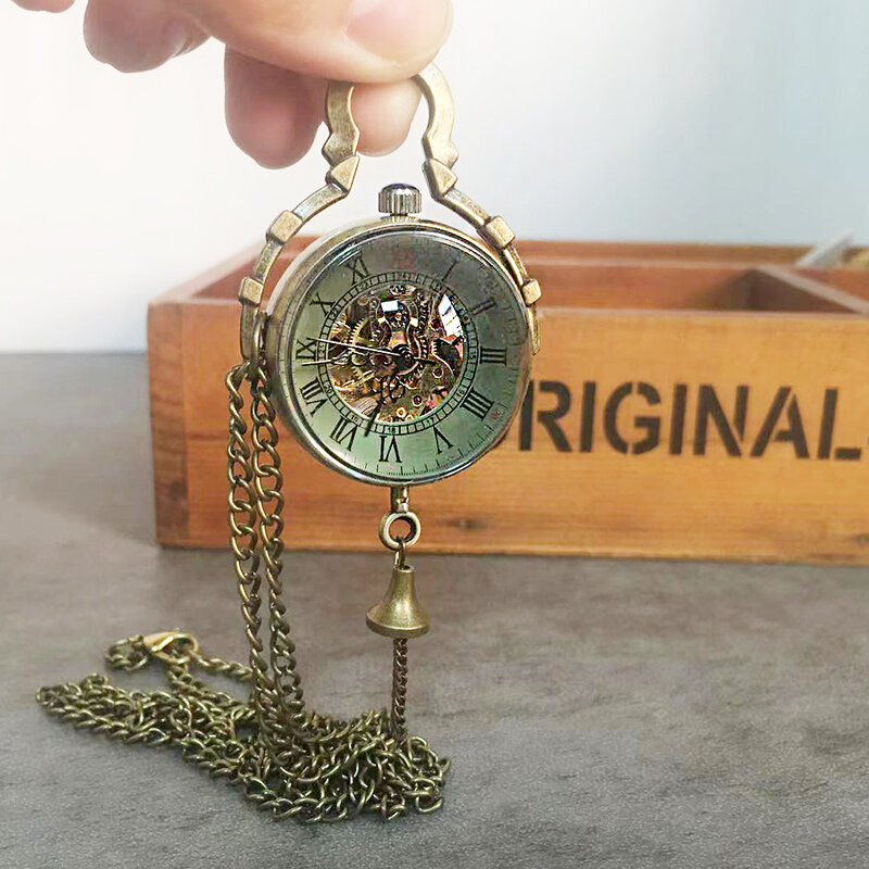 شفافة مقلة العين الميكانيكية ساعة جيب مع سلسلة الأرقام الرومانية قلادة قلادة السيدات الساعات 2023 الرجال النساء الهدايا