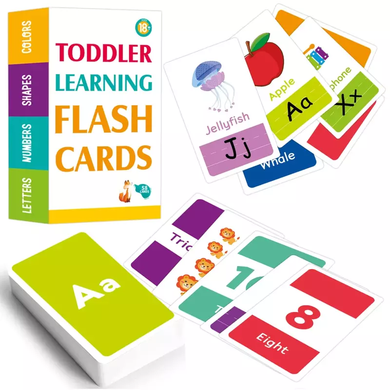 58 قطعة/المجموعة ABC الأبجدية حرف رقم شكل اللون التعليم المبكر الطفل بطاقات التعلم البطاقات التعليمية ألعاب الألغاز للأطفال