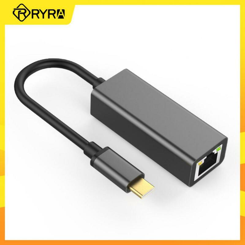 RYRA الخارجية السلكية نوع USB C إلى RJ45 إيثرنت محول واجهة الشبكة USB نوع C إلى إيثرنت 10/100Mbps Lan للكمبيوتر ماك بوك