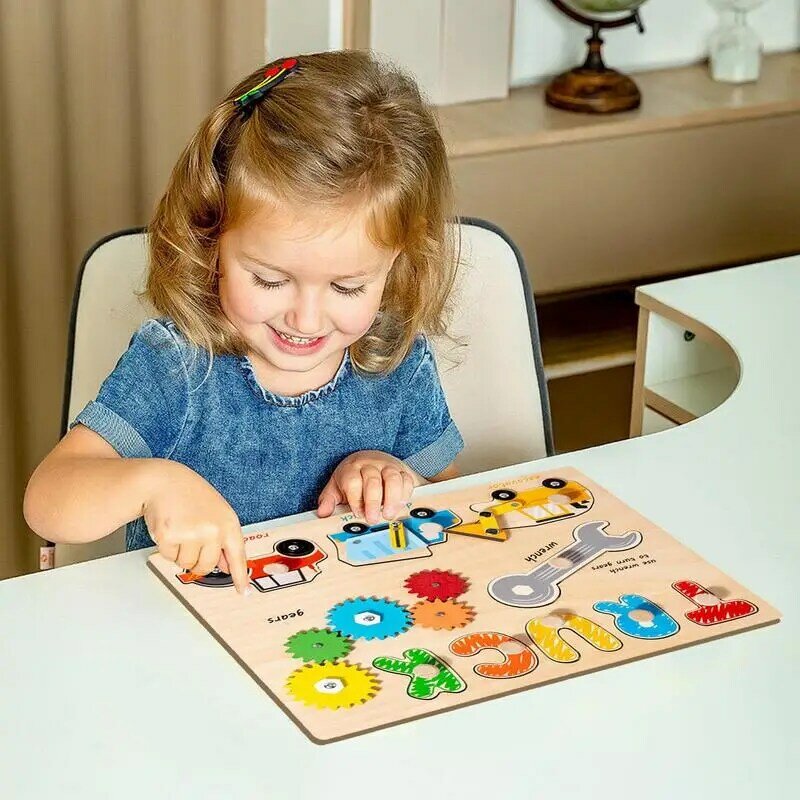 لغز خشبي مونتيسوري للأطفال ، شكل تفاعلي ، تعلم اللون ، مقبض ، تنسيق العين اليدوية ، ألعاب التنمية ، 1