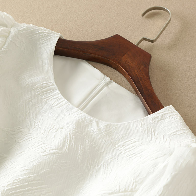 2023 فستان صيفي موضة جديدة تصميم أنيق الحلو قصيرة نفخة الأكمام ضئيلة الخصر أبيض أسود مزاجه قطعة واحدة فستان المرأة #3