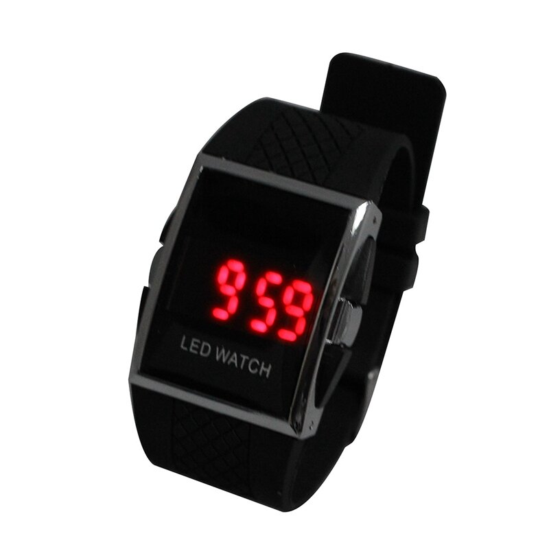 جديد led ساعة فاخرة موضة المرأة الرقمية الرياضة حزام ساعة اليد للسيدات فستان الساعات على مدار الساعة-كل أسود