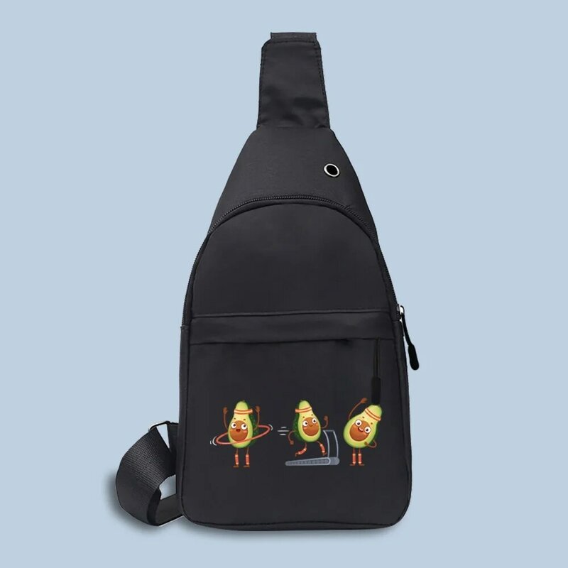 Crossbody Chest Bag Men Shoulder Bags USB Charging Cable Hole Male Anti Theft Sports Chest Bags Messengers Pack Avocado Pattern
