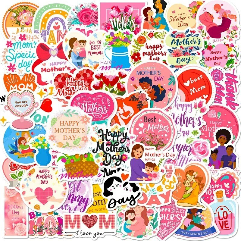 ملصق جمالي من كلوريد البولي فينيل للأطفال ، ديكور ذاتي الصنع ، سكرابوكينغ ، مستلزمات مدرسية ، أحبك أمي عيد الحب ، 10: 30 قرطاسية ، 50: