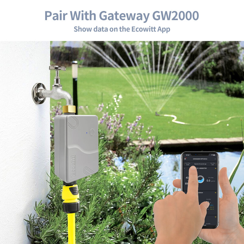 جهاز توقيت سقي ذكي من ecowsim WFC01 ، جهاز توقيت بالرش ، صمام ماء ذكي ، جهاز توقيت سقي ذاتي ، للاستخدام في الهواء الطلق/الحديقة/الحديقة