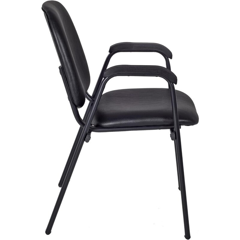 كرسي مكدس من الفينيل لغرفة المؤتمرات ، أثاث مكتبي أسود ، 4 عبوات