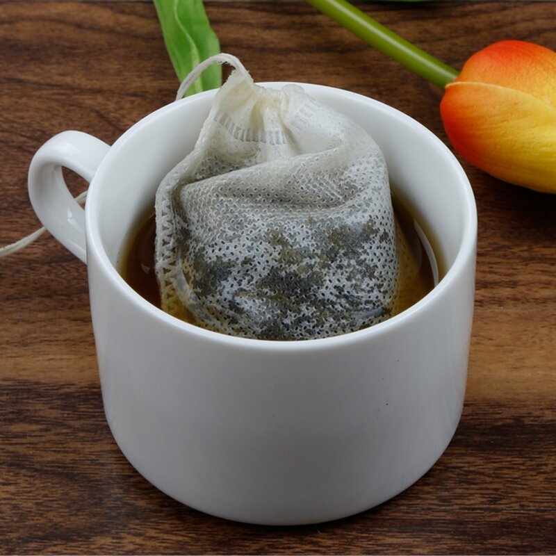 100 قطعة أكياس الشاي المتاح تصفية أكياس ل الشاي Infuser مع سلسلة شفاء ختم الغذاء الصف غير المنسوجة النسيج أكياس الشاي مرشح فارغة