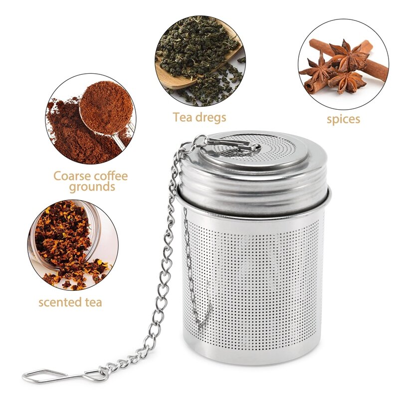 الشاي الكرة إينفوسير-الفولاذ المقاوم للصدأ الشاي ينفيرس للشاي فضفاض مع سلسلة هوك والصحن-اضافية غرامة شبكة الشاي مصفاة