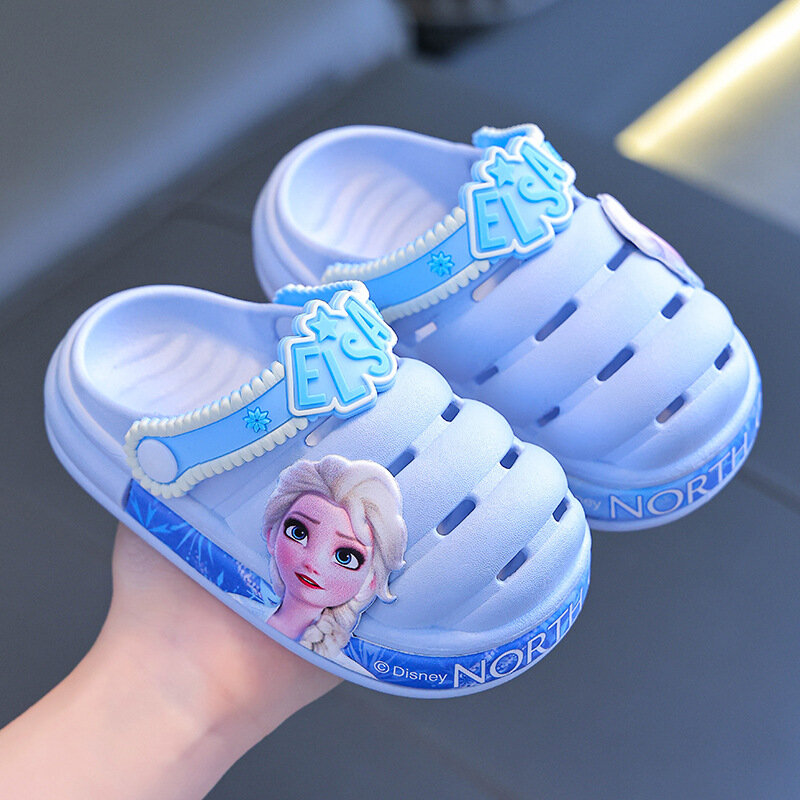 صندل Elsa مجمد للأطفال من Disney Princess ، شبشب مقاوم للماء مانع للإنزلاق للأطفال ، أحذية حدائق للبنات ، أحذية بفتحات ، صيف