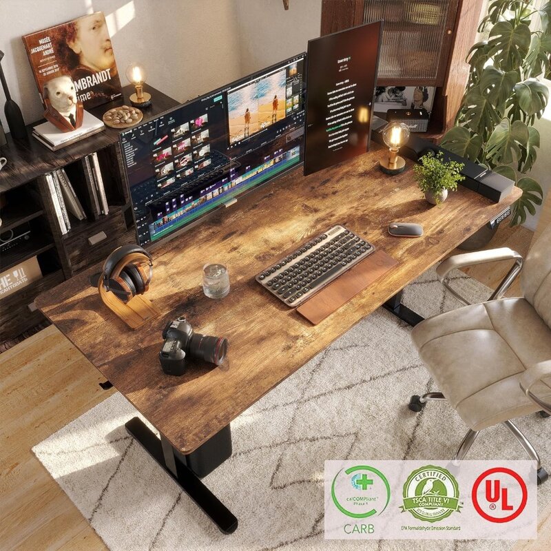 Monomi-مكتب كهربائي قائم ، مكتب ارتفاع قابل للتعديل ، مكتب منزلي مريح يجلس في مكتب مع ذاكرة ، 63 × 28 بوصة