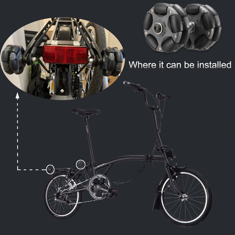 2 قطعة 58 مللي متر النايلون Omni عجلات سهلة الأسطوانة عجلات ل برومبتون تمديد قضيب تلسكوبي الدراجة الخلفية البضائع رف أجزاء للطي دراجة