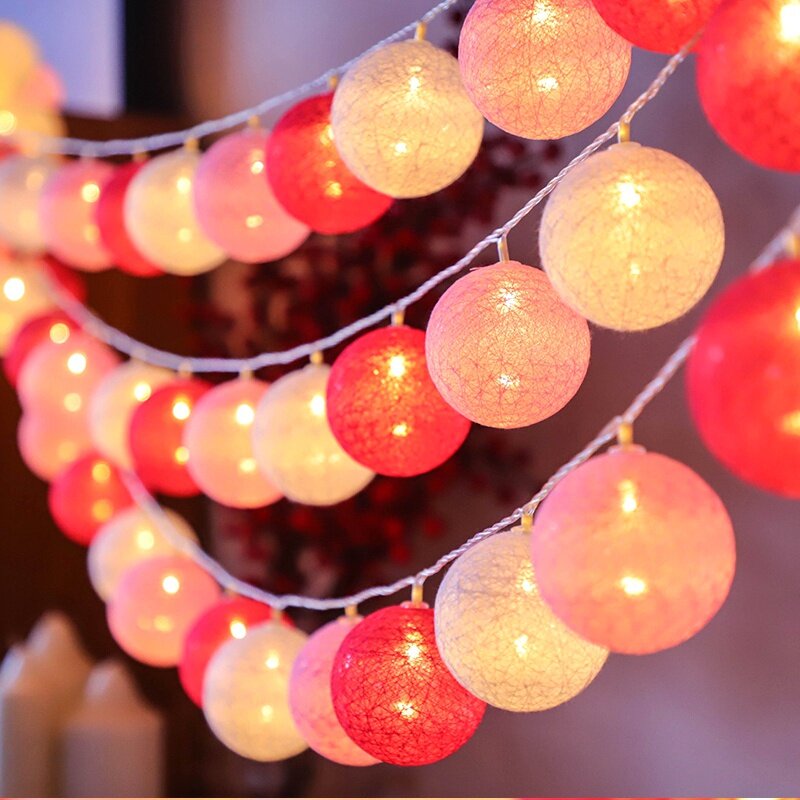 20LED كرات القطن جارلاند سلسلة أضواء زينة عيد الميلاد في الهواء الطلق غرفة الجنية حديقة ديكور زخارف حفل زفاف عطلة