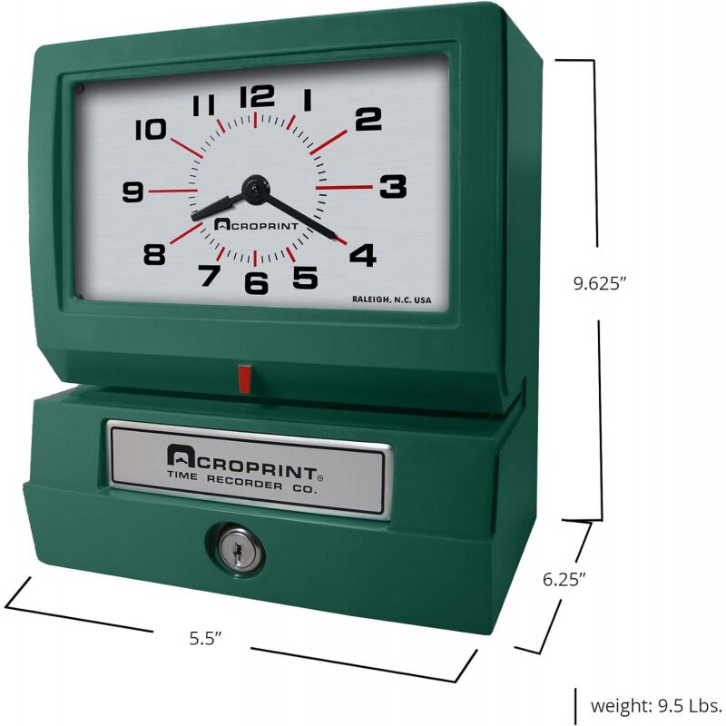 Acroprint مسجل وقت أوتوماتيكي للخدمة الشاقة ، تاريخ طباعة التاريخ شهر 0-23 دقيقة ، 150QR4