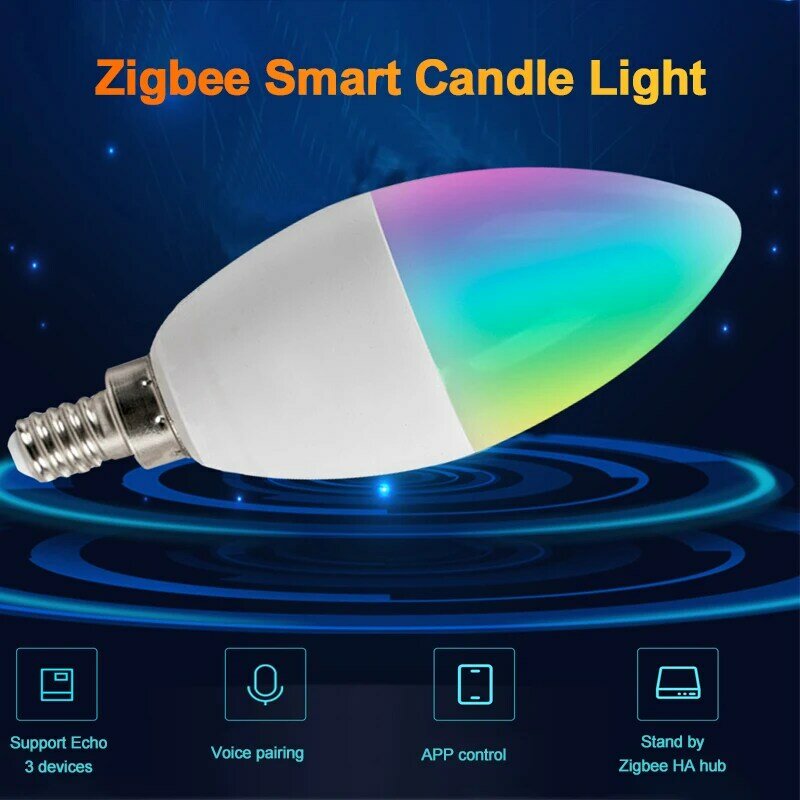 CORUI Tuya زيجبي E14 E12 الذكية شمعة لمبة RGBCW 5 واط LED مصباح smartarts التحكم عن بعد متوافق مع أليكسا جوجل الرئيسية