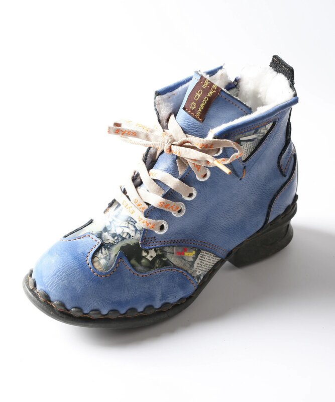 موضة جديدة جلدية الترفيه أحذية بوت قصيرة المرأة أحذية الشتاء شعر مع تصميم أربطة الحذاء