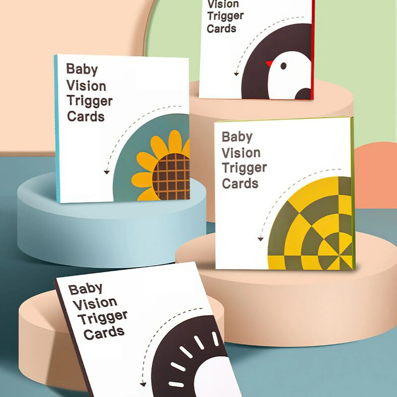 طفل لعبة مونتيسوري أسود أبيض فلاش بطاقة الرضع لعبة الحسية عالية التباين البصرية التحفيز التعلم النشاط البطاقات التعليمية