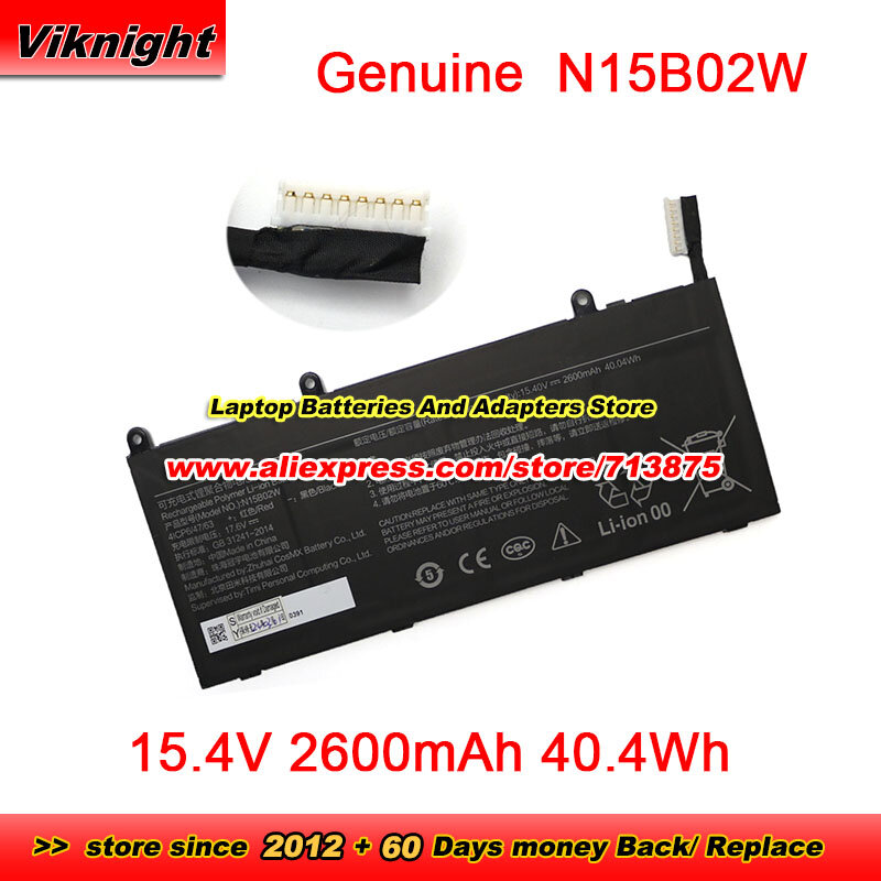 Genuine N15B02W Battery 4ICP6/47/64 for Xiaomi RedMibook 14 II TM1705 TM1801 TM1802-AF TM1802-AG TM1802-BL 15.4V 2600mAh 40.4Wh