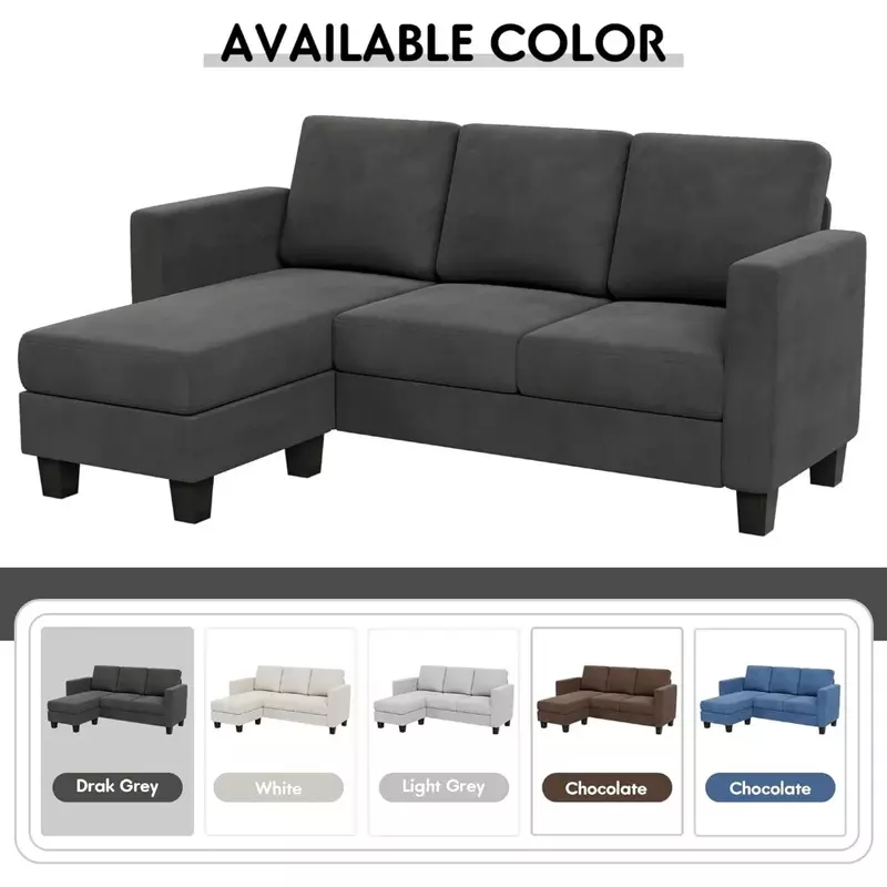 أريكة مقطعية قابلة للتحويل على شكل حرف L ، مقعد ناعم ، قماش كتان حديث ، أرائك موفرة للمساحة لغرفة المعيشة والشقة ، 70 في