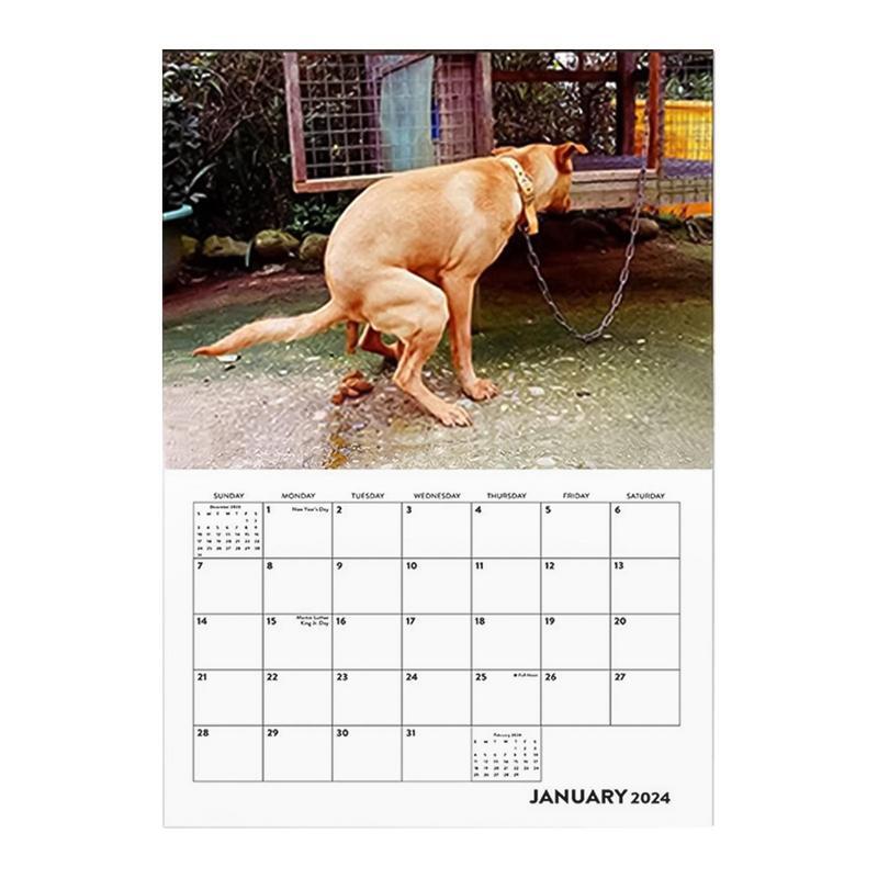 تقويم حائط ملون للكلاب ، تقويم الكلب المضحك للجراء ، تقويم فني لطيف ، 12 شهر ، 2024 ، 2024