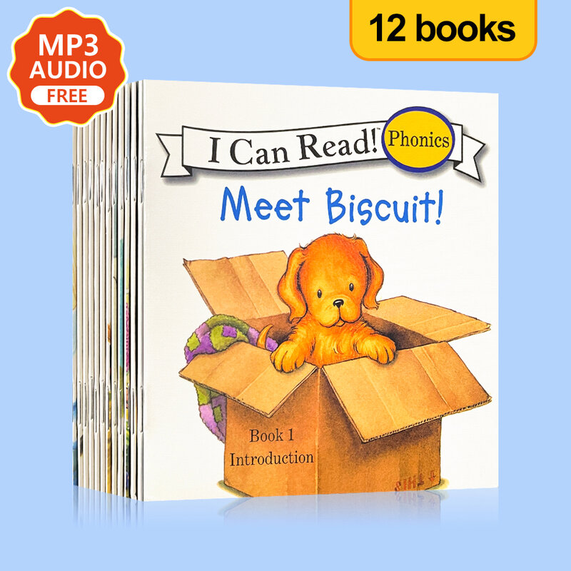 12 كتب/مجموعة البسكويت سلسلة الصوتيات الإنجليزية صور كتب "يمكنني قراءة" أطفال ألعاب تعليمية للأطفال جيب كتاب القراءة