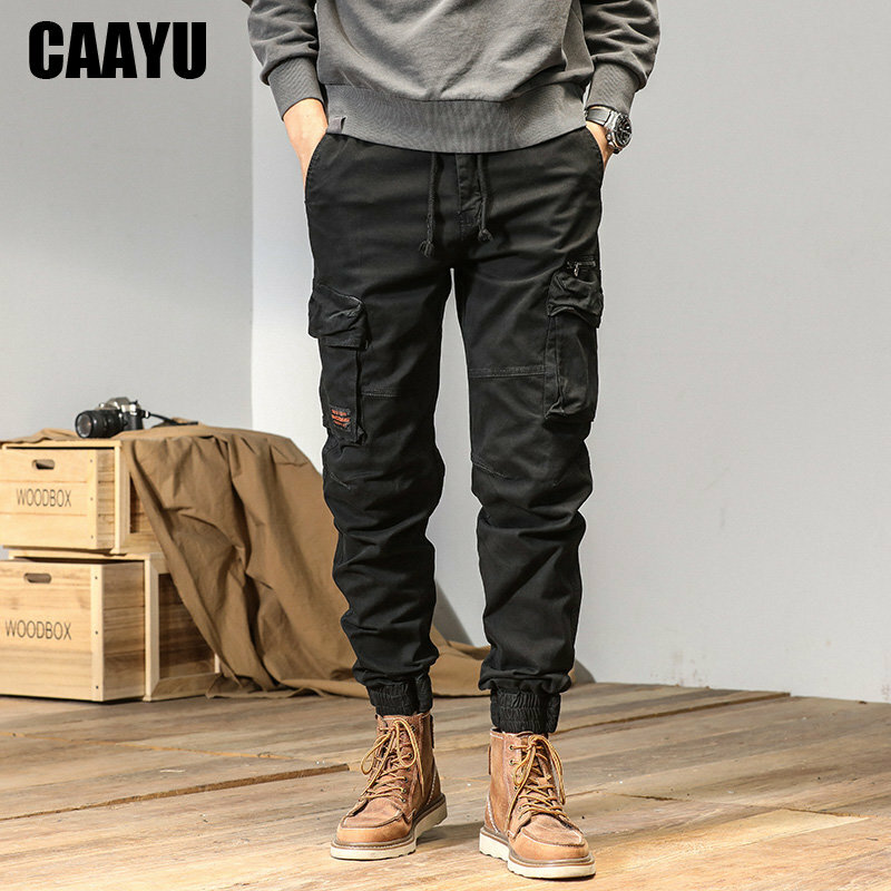 CAAYU Joggers البضائع السراويل الرجال عادية Y2k متعدد جيب الذكور بنطلون Sweatpants الشارع الشهير Techwear التكتيكية المسار السراويل السوداء الرجال