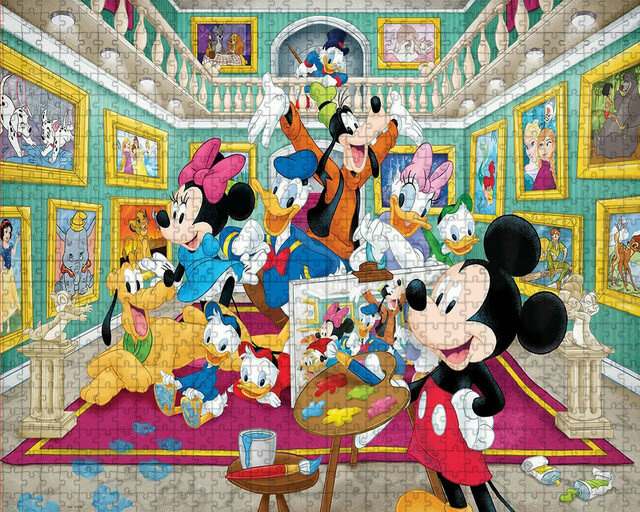 ديزني ميكي لغز الفن ميني ماوس شخصية الأسرة اللوحة فسيفساء الكرتون 1000 قطع لغز غرفة الاطفال الديكور
