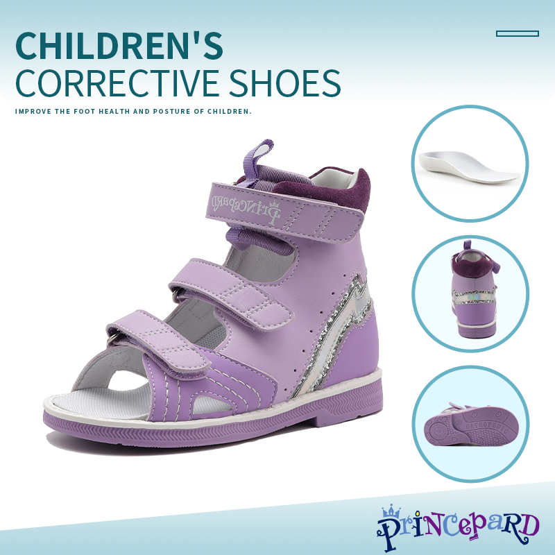 أحذية تقويم القدم للأطفال الصغار والأطفال ، صنادل تصحيح عالية للأولاد والبنات مع دعم القوس والكاحل