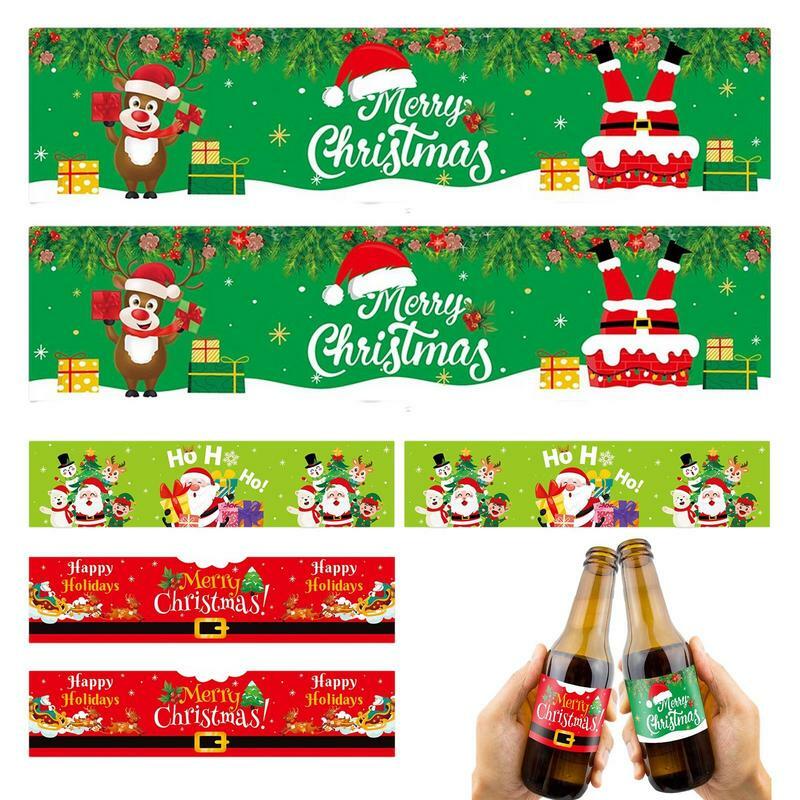 عيد الميلاد الكرتون زجاجة النبيذ ملصقات التسمية ، لاصق ، سانتا كلوز ، 6 قطعة