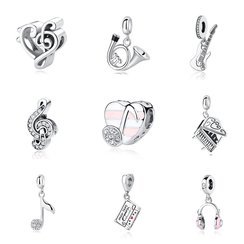 925 Sterling Silver Charm Bead Love Music Note Piano Pendant Charms Fit Pandora Bracelets Necklaces Women Diy Jewelry