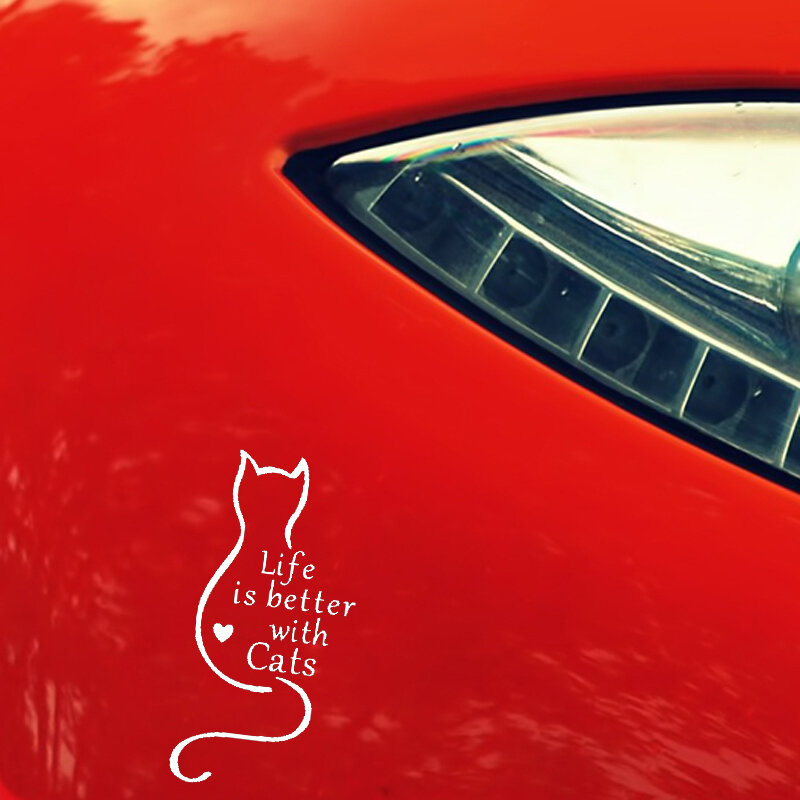 YUIN سيارة ملصق مضحك لصائق الحياة هو أفضل مع القطط موضة السيارات والاكسسوارات بولي كلوريد الفينيل الجسم الديكور مقاوم للماء واقية من الشمس الشارات