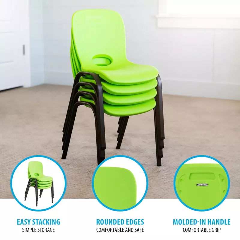 كرسي تكديس بلاستيكي للأطفال-4 Pk (أساسي) ، 80473 ، أخضر ليموني